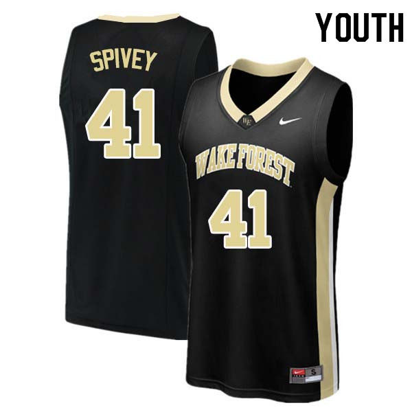 Youth #41 Aaron Spivey Wake Forest Demon Deacons College Basketball Jerseys Sale-Black